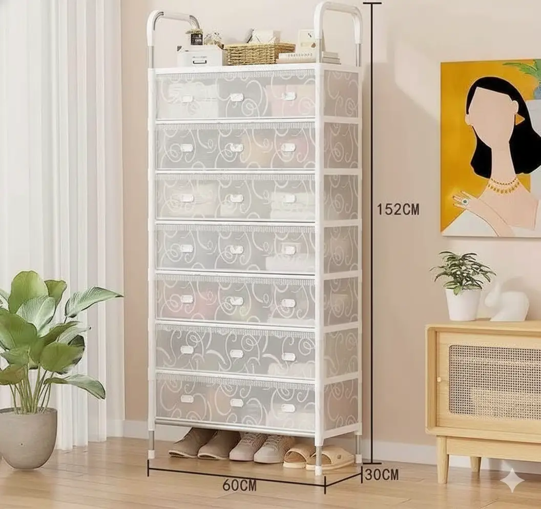 منظم الأحذية أبيض 8 طبقات